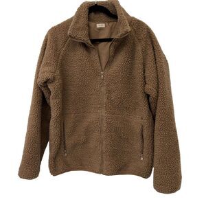 John Galt long sleeve fuzzy brown full zip jacket